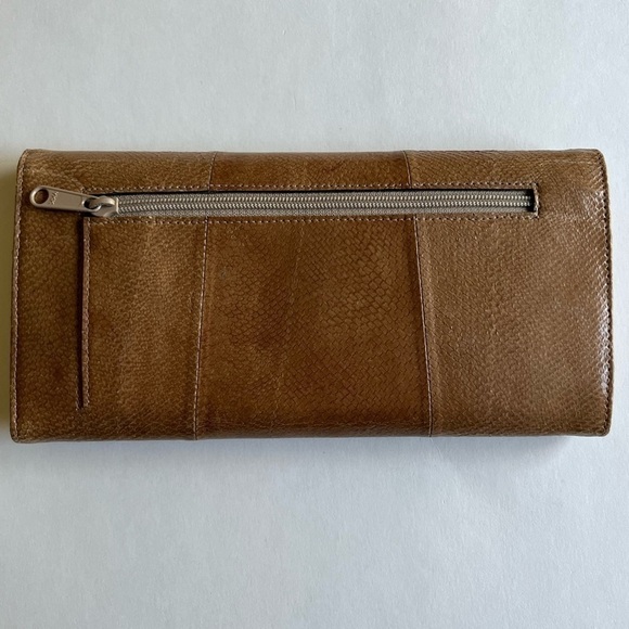 Vintage Wallet Trifold Wallet Genuine Salmon Leather Long Wallet Clutch - Picture 2 of 13